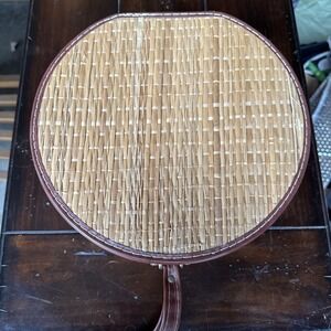 Travel Mates Pyramid  Leather Round Hat Box Cosmetics Train Case Antique 11"D!